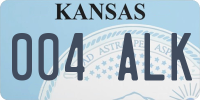 KS license plate 004ALK