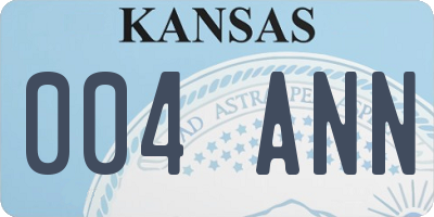 KS license plate 004ANN