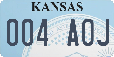 KS license plate 004AOJ