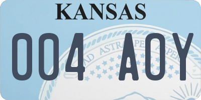 KS license plate 004AOY