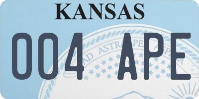 KS license plate 004APE