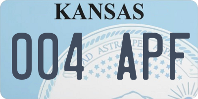 KS license plate 004APF