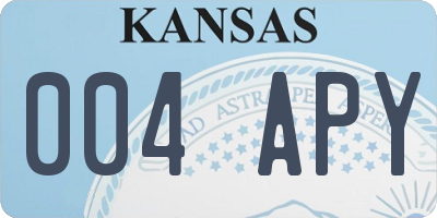 KS license plate 004APY