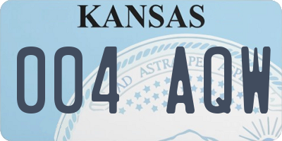 KS license plate 004AQW