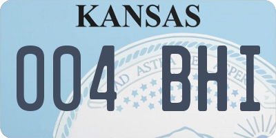 KS license plate 004BHI