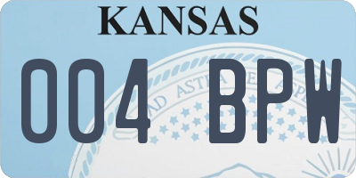 KS license plate 004BPW