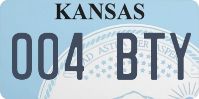 KS license plate 004BTY