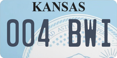KS license plate 004BWI