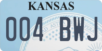KS license plate 004BWJ