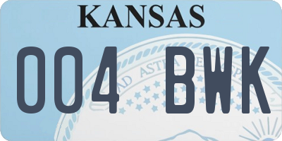 KS license plate 004BWK