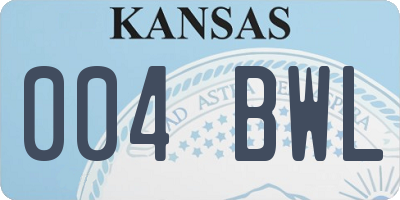 KS license plate 004BWL