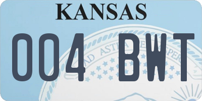 KS license plate 004BWT