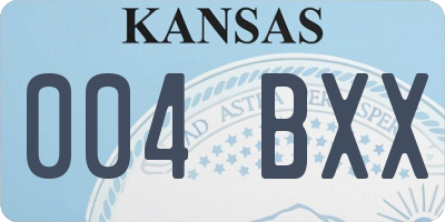 KS license plate 004BXX