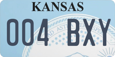 KS license plate 004BXY