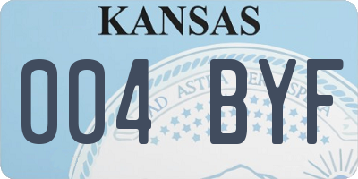 KS license plate 004BYF