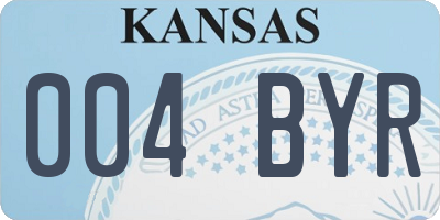 KS license plate 004BYR