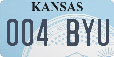 KS license plate 004BYU