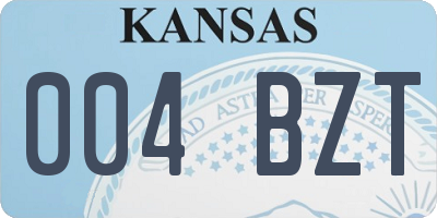 KS license plate 004BZT