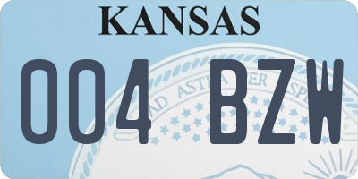 KS license plate 004BZW