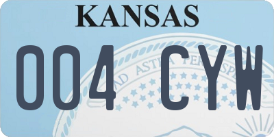 KS license plate 004CYW