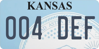 KS license plate 004DEF