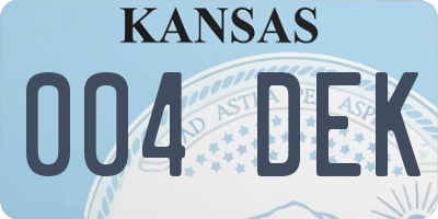 KS license plate 004DEK