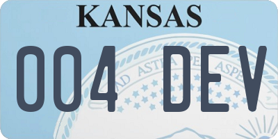KS license plate 004DEV