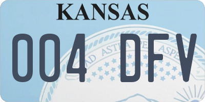 KS license plate 004DFV