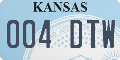 KS license plate 004DTW