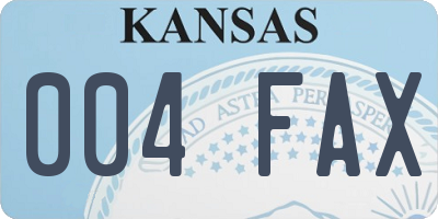 KS license plate 004FAX