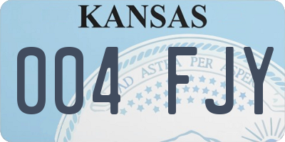 KS license plate 004FJY
