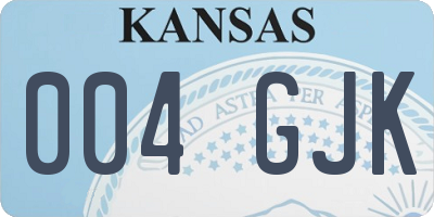 KS license plate 004GJK