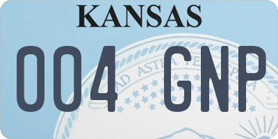 KS license plate 004GNP