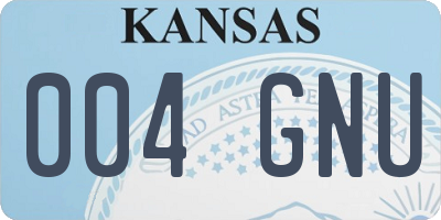 KS license plate 004GNU