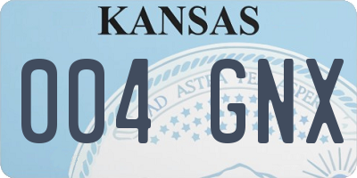 KS license plate 004GNX