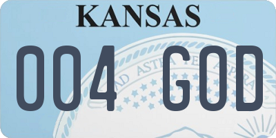 KS license plate 004GOD