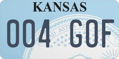 KS license plate 004GOF