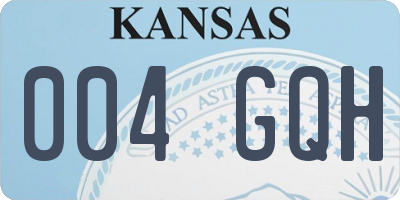 KS license plate 004GQH