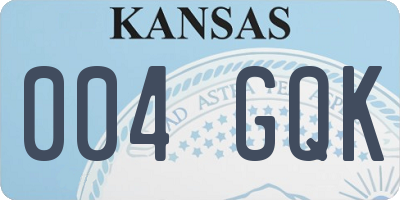KS license plate 004GQK