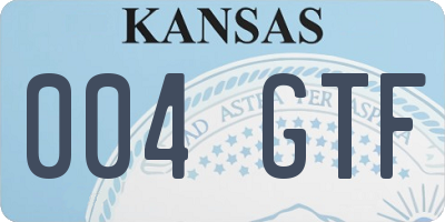 KS license plate 004GTF