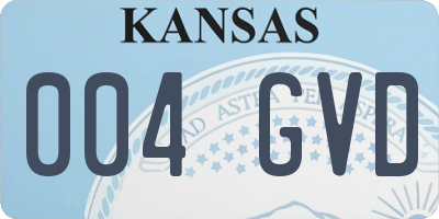 KS license plate 004GVD