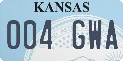 KS license plate 004GWA
