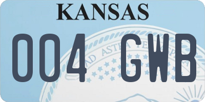 KS license plate 004GWB