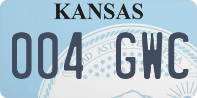 KS license plate 004GWC