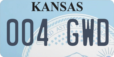 KS license plate 004GWD