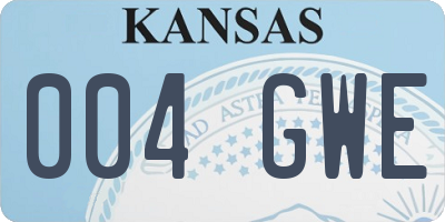 KS license plate 004GWE