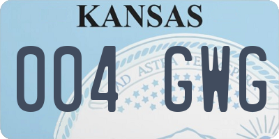 KS license plate 004GWG