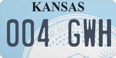 KS license plate 004GWH