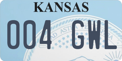 KS license plate 004GWL