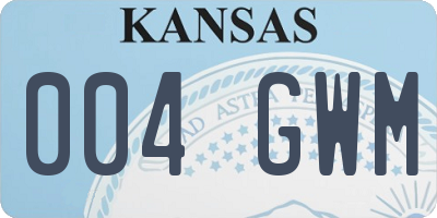 KS license plate 004GWM